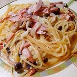 しめじとウインナーのクリームパスタ